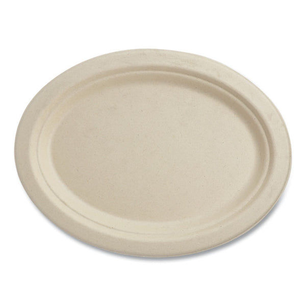 World Centric® Fiber Plates, 12" Oval, Natural, 500/Carton (WORPLSCU12OLFP)