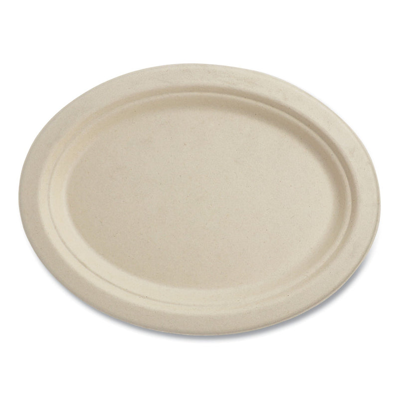 World Centric® Fiber Plates, Oval, 9.9 x 12, Natural, 500/Carton (WORPLSCU12OLFS) Case of 500