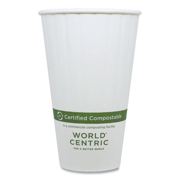 World Centric® Double Wall Paper Hot Cups, 16 oz, White, 600/Carton (WORCUPA16D)