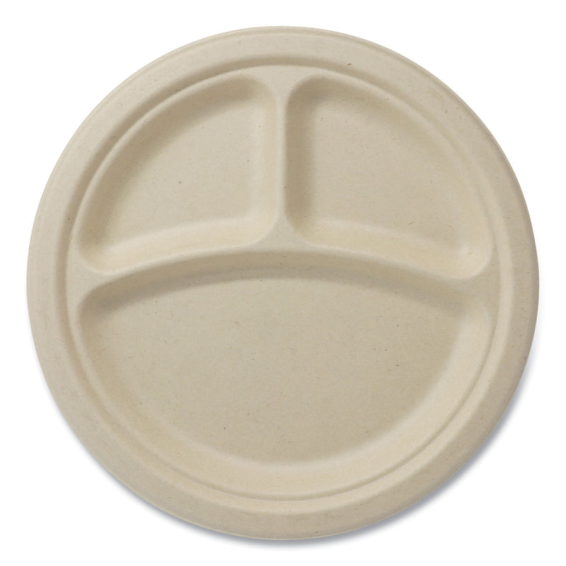 World Centric® Fiber Plates, 9" dia, Natural, 1,000/Carton (WORPLSC9TLFS) Case of 1000