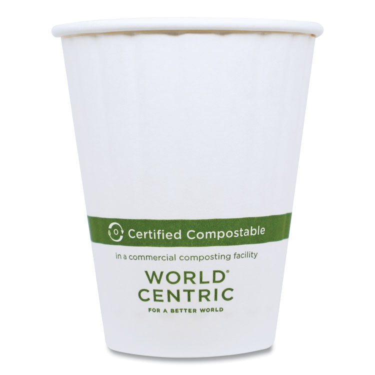 World Centric® Double Wall Paper Hot Cups, 12 oz, White, 1,000/Carton (WORCUPA12D) Case of 1000