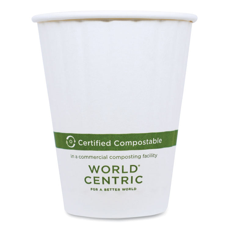 World Centric® Double Wall Paper Hot Cups, 8 oz, White, 1,000/Carton (WORCUPA8D)