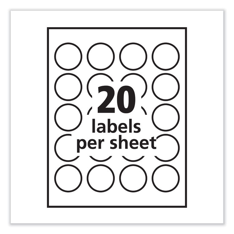 Avery® Round Print-to-the Edge Labels with SureFeed and EasyPeel, 1.67" dia, Glossy Clear, 500/PK (AVE6582)