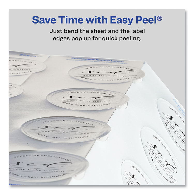 Avery® Round Labels, Inkjet Printers, 2" dia, Silver, 12/Sheet, 8 Sheets/Pack (AVE22824)