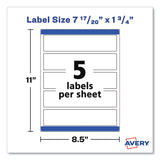 Avery® Rectangle Labels, Inkjet/Laser Printers, 7.85 x 1.75, Textured White, 5/Sheet, 10 Sheets/Pack (AVE22838) Pack of 50