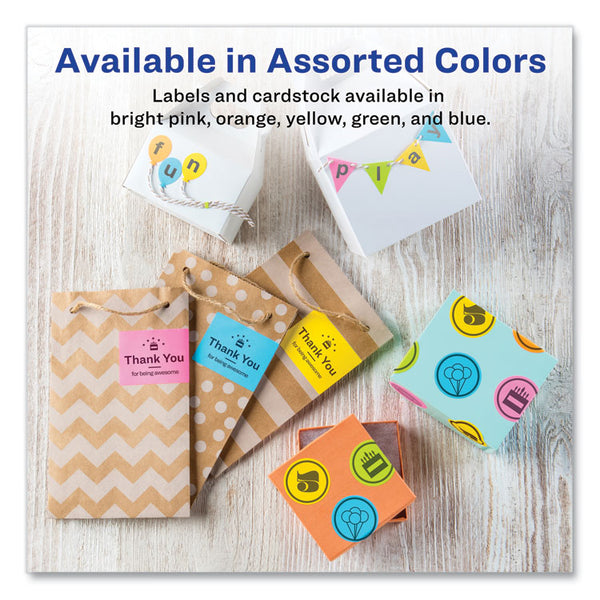Avery® Printable Color Labels with Sure Feed and Easy Peel, 2 x 2.63, Assorted Colors, 15/Sheet, 10 Sheets/Pack (AVE4331)
