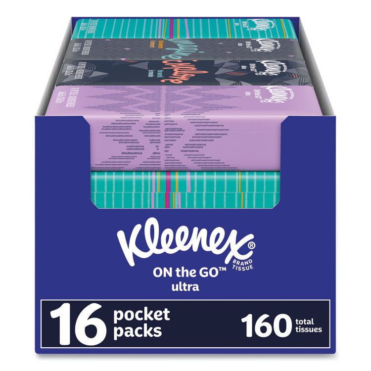 Kleenex® On The Go Packs Facial Tissues, 3-Ply, White, 10/Pouch, 16 Pouches/Pack, 6 Packs/Carton (KCC54635) Case of 6