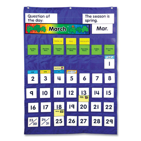 Carson-Dellosa Education Complete Calendar and Weather Pocket Chart, 51 Pockets, 26 x 37.25, Blue (CDP158003) Each