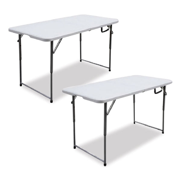 Iceberg Bifold Resin Folding Table, Rectangular, 48" x 23.6" x 29.1", White Granite Top, Gray Base/Legs, 2/Pack (ICE61243) Each