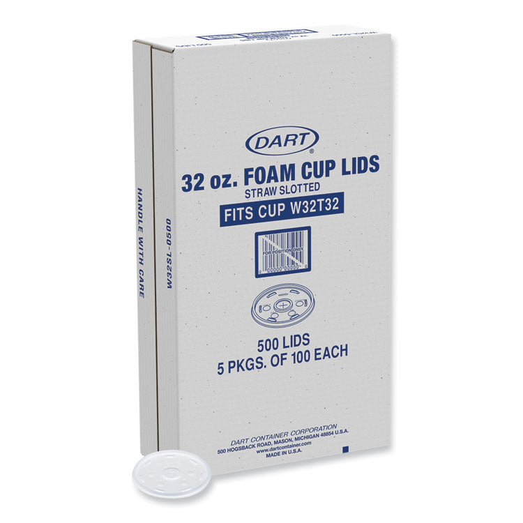 Dart® Lids for Foam Cups and Containers, Fits 32 oz, 44 oz Cups, Translucent, 500/Carton (DCCW32SL)