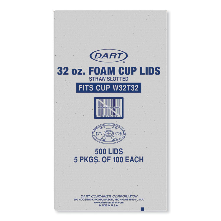 Dart® Lids for Foam Cups and Containers, Fits 32 oz, 44 oz Cups, Translucent, 500/Carton (DCCW32SL)