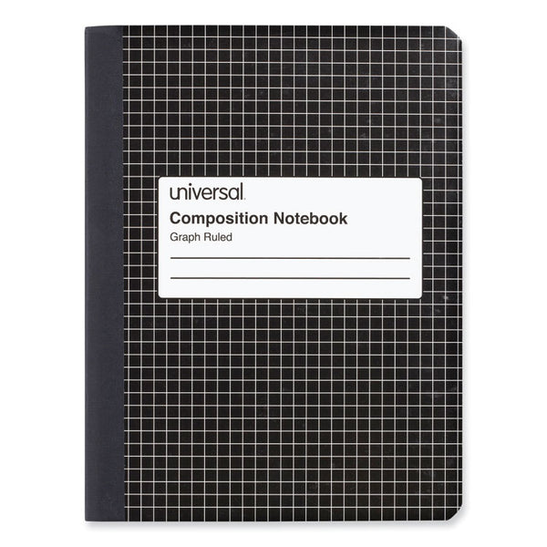 Universal® Quad Rule Composition Book, Quadrille Rule (4 sq/in), Black Marble Cover, (100) 9.75 x 7.5 Sheets, 6/Pack (UNV20957)