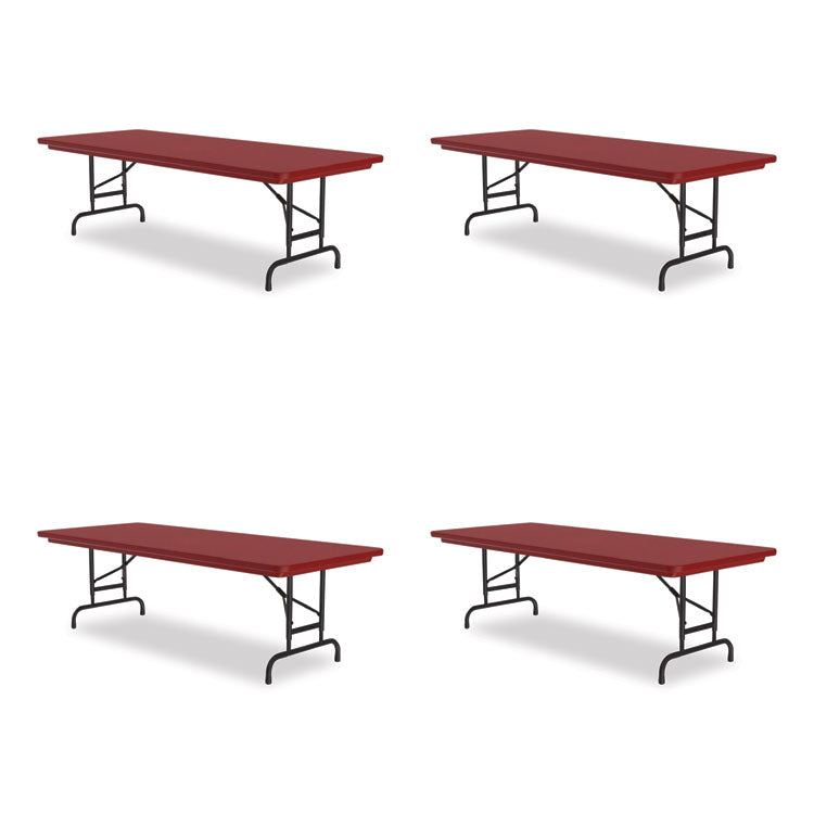 Correll® Adjustable Folding Tables, Rectangular, 72" x 30" x 22" to 32", Red Top, Black Base, 4/Pallet, Ships in 4-6 Business Days (CRLRA3072254P) Each