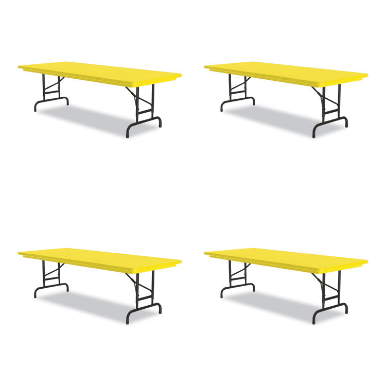 Correll® Adjustable Folding Tables, Rectangular, 72" x 30" x 22" to 32", Yellow Top, Black Legs, 4/Pallet, Ships in 4-6 Business Days (CRLRA3072284P) Each