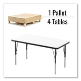 Correll® Markerboard Activity Tables, Rectangular, 60" x 24" x 19" to 29", White Top, Black Legs, 4/Pallet, Ships in 4-6 Business Days (CRL2460DE80954P)