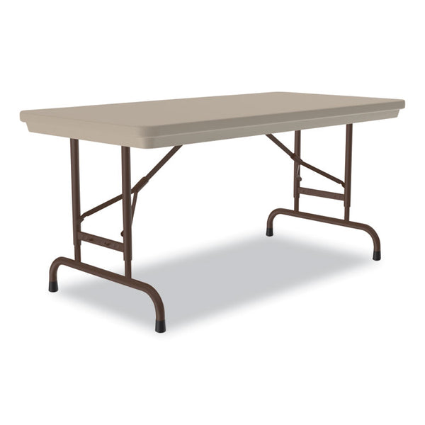 Correll® Adjustable Folding Table, Rectangular, 48" x 24" x 22" to 32", Mocha Top, Brown Legs, /Pallet, Ships in 4-6 Business Days (CRLRA2448244P)