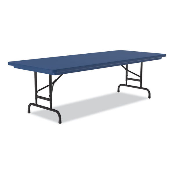 Correll® Adjustable Folding Tables, Rectangular, 72" x 30" x 22" to 32", Blue Top, Black Legs, 4/Pallet, Ships in 4-6 Business Days (CRLRA3072274P)