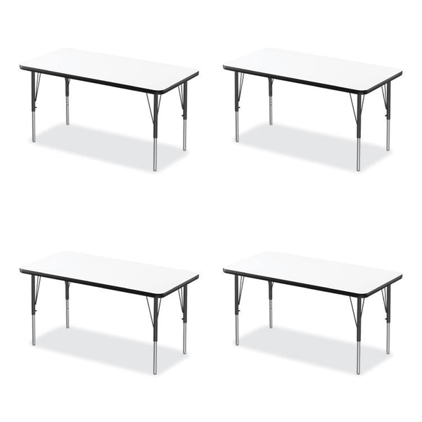 Correll® Markerboard Activity Tables, Rectangular, 60" x 24" x 19" to 29", White Top, Black Legs, 4/Pallet, Ships in 4-6 Business Days (CRL2460DE80954P)