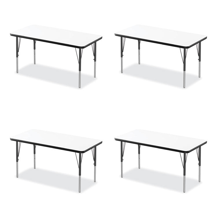 Correll® Markerboard Activity Tables, Rectangular, 60" x 24" x 19" to 29", White Top, Black Legs, 4/Pallet, Ships in 4-6 Business Days (CRL2460DE80954P) Each