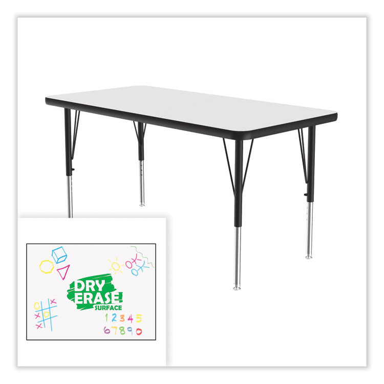 Correll® Markerboard Activity Tables, Rectangular, 60" x 24" x 19" to 29", White Top, Black Legs, 4/Pallet, Ships in 4-6 Business Days (CRL2460DE80954P) Each