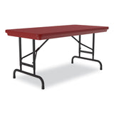 Correll® Adjustable Folding Table, Rectangular, 48" x 24" x 22" to 32", Red Top, Black Legs, 4/Pallet, Ships in 4-6 Business Days (CRLRA2448254P) Each