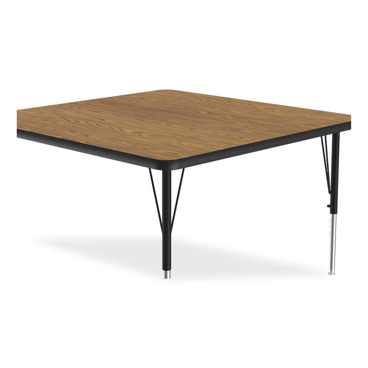 Correll® Adjustable Activity Tables, Square, 48" x 48" x 19" to 29", Medium Oak Top, Black Legs, 4/Pallet, Ships in 4-6 Business Days (CRL4848TF0695K4) Each