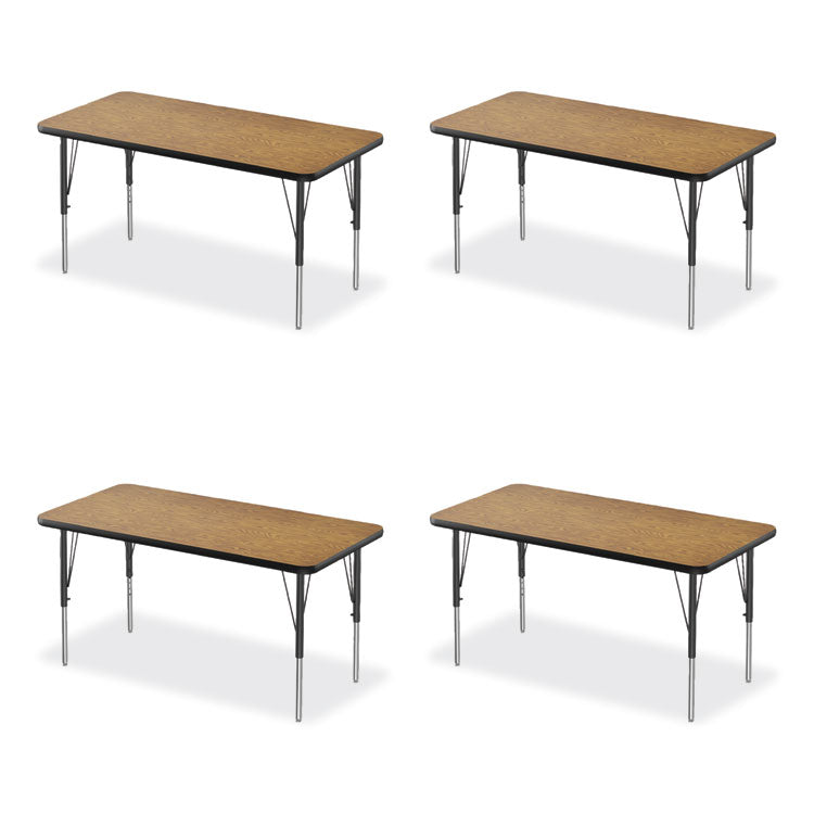 Correll® Adjustable Activity Table, Rectangular, 48" x 24" x 19" to 29", Med Oak Top, Black Legs, 4/Pallet, Ships in 4-6 Business Days (CRL2448TF0695K4) Each