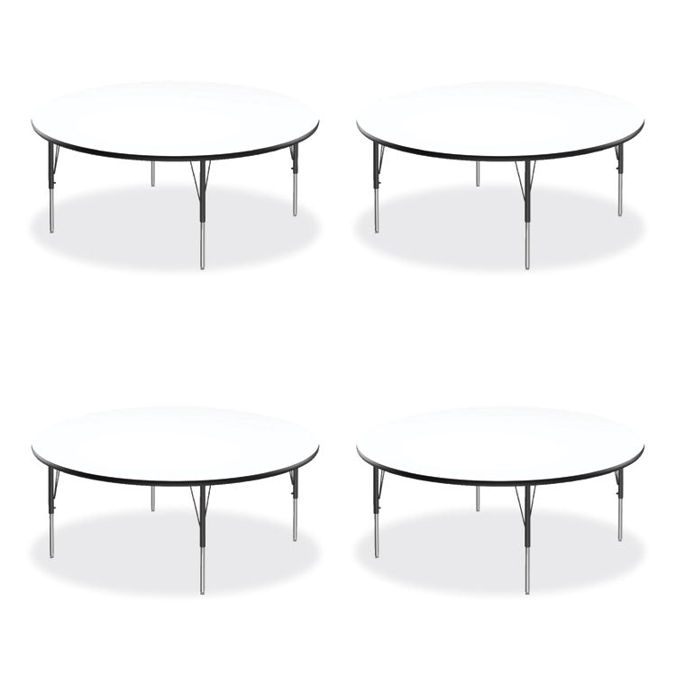 Correll® Markerboard Activity Tables, Round, 60" x 19" to 29", White Top, Black/Silver Legs, 4/Pallet, Ships in 4-6 Business Days (CRL60DERD80954P) Each