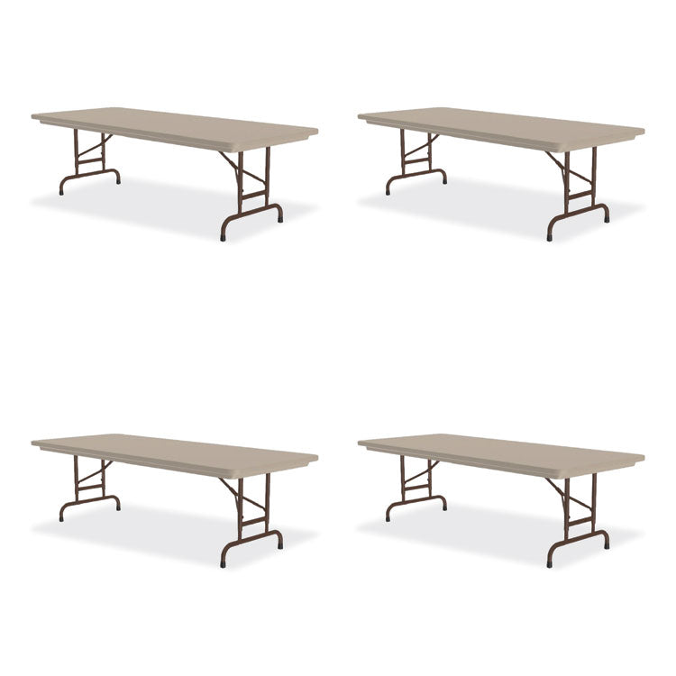 Correll® Adjustable Folding Tables, Rectangular, 60" x 30" x 22" to 32", Mocha Top, Brown Legs, 4/Pallet, Ships in 4-6 Business Days (CRLRA3060244P) Each