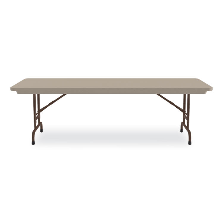 Correll® Adjustable Folding Tables, Rectangular, 96" x 30" x 22" to 32", Mocha Top, Brown Legs, 4/Pallet, Ships in 4-6 Business Days (CRLRA3096244P) Each