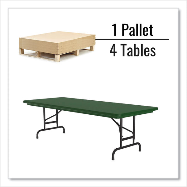 Correll® Adjustable Folding Tables, Rectangular, 60" x 30" x 22" to 32", Green Top, Black Legs, 4/Pallet, Ships in 4-6 Business Days (CRLRA3060294P)