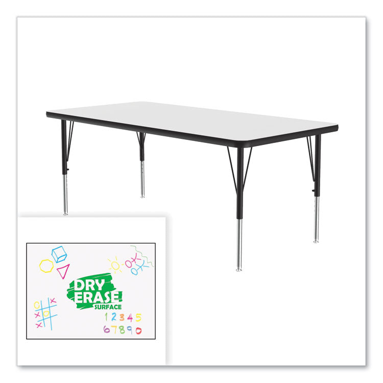 Correll® Markerboard Activity Tables, Rectangular, 60" x 30" x 19" to 29", White Top, Black Legs, 4/Pallet, Ships in 4-6 Business Days (CRL3060DE80954P) Each