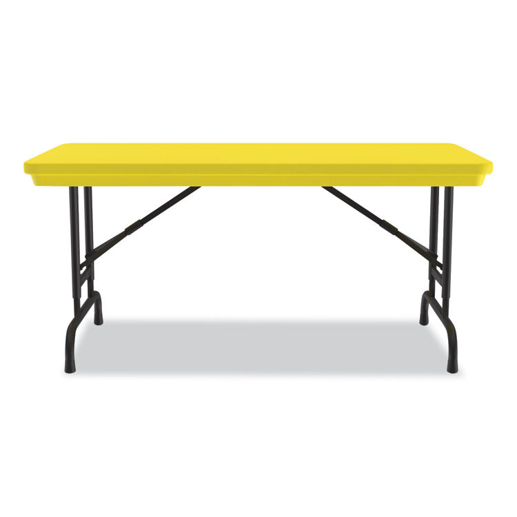 Correll® Adjustable Folding Table, Rectangular, 48" x 24" x 22" to 32", Yellow Top, Black Legs, 4/Pallet, Ships in 4-6 Business Days (CRLRA2448284P) Each