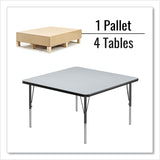 Correll® Adjustable Activity Tables, Square, 48" x 48" x 19" to 29", Gray Top, Black Legs, 4/Pallet, Ships in 4-6 Business Days (CRL4848TF1595K4) Each