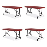 Correll® Adjustable Folding Table, Rectangular, 48" x 24" x 22" to 32", Red Top, Black Legs, 4/Pallet, Ships in 4-6 Business Days (CRLRA2448254P) Each