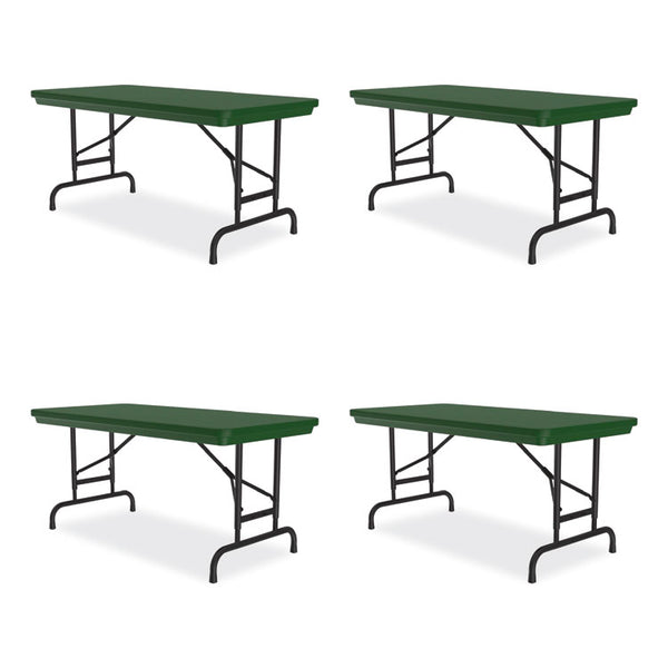 Correll® Adjustable Folding Table, Rectangular, 48" x 24" x 22" to 32", Green Top, Black Legs, 4/Pallet, Ships in 4-6 Business Days (CRLRA2448294P)