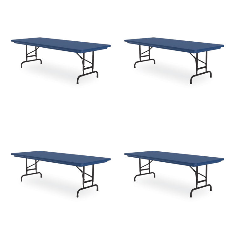 Correll® Adjustable Folding Tables, Rectangular, 60" x 30" x 22" to 32", Blue Top, Black Legs, 4/Pallet, Ships in 4-6 Business Days (CRLRA3060274P) Each