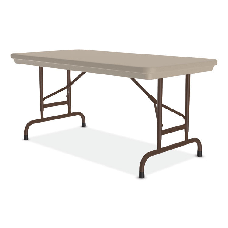 Correll® Adjustable Folding Table, Rectangular, 48" x 24" x 22" to 32", Mocha Top, Brown Legs, /Pallet, Ships in 4-6 Business Days (CRLRA2448244P) Each