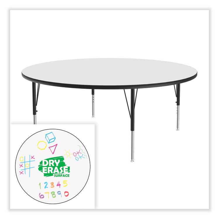 Correll® Markerboard Activity Tables, Round, 60" x 19" to 29", White Top, Black/Silver Legs, 4/Pallet, Ships in 4-6 Business Days (CRL60DERD80954P) Each