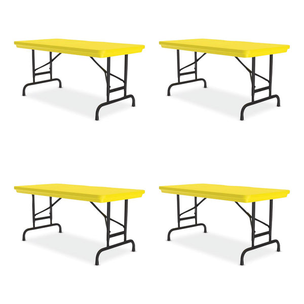 Correll® Adjustable Folding Table, Rectangular, 48" x 24" x 22" to 32", Yellow Top, Black Legs, 4/Pallet, Ships in 4-6 Business Days (CRLRA2448284P)