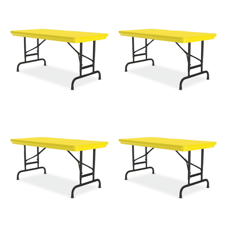 Correll® Adjustable Folding Table, Rectangular, 48" x 24" x 22" to 32", Yellow Top, Black Legs, 4/Pallet, Ships in 4-6 Business Days (CRLRA2448284P) Each