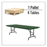 Correll® Adjustable Folding Tables, Rectangular, 72" x 30" x 22" to 32", Green Top, Black Base, 4/Pallet, Ships in 4-6 Business Days (CRLRA3072294P) Each