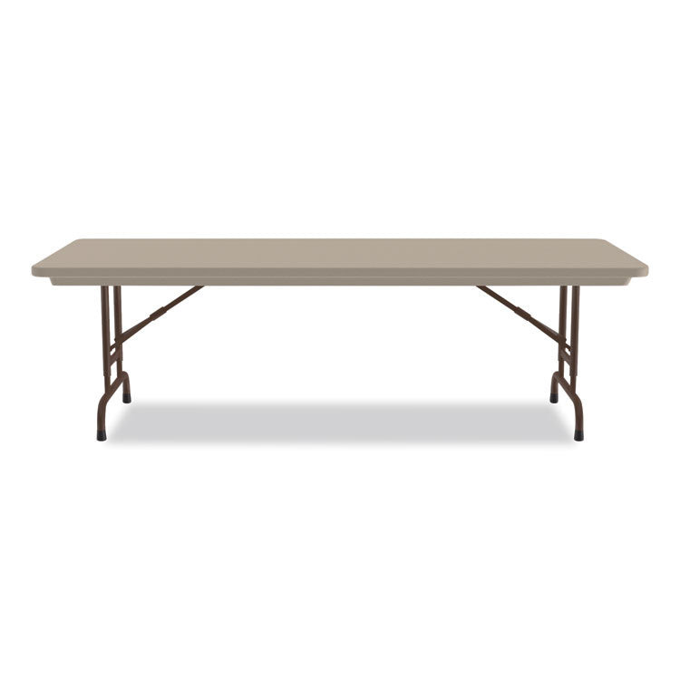 Correll® Adjustable Folding Tables, Rectangular, 72" x 30" x 22" to 32", Mocha Top, Brown Legs, 4/Pallet, Ships in 4-6 Business Days (CRLRA3072244P)