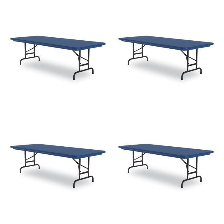 Correll® Adjustable Folding Tables, Rectangular, 72" x 30" x 22" to 32", Blue Top, Black Legs, 4/Pallet, Ships in 4-6 Business Days (CRLRA3072274P) Each