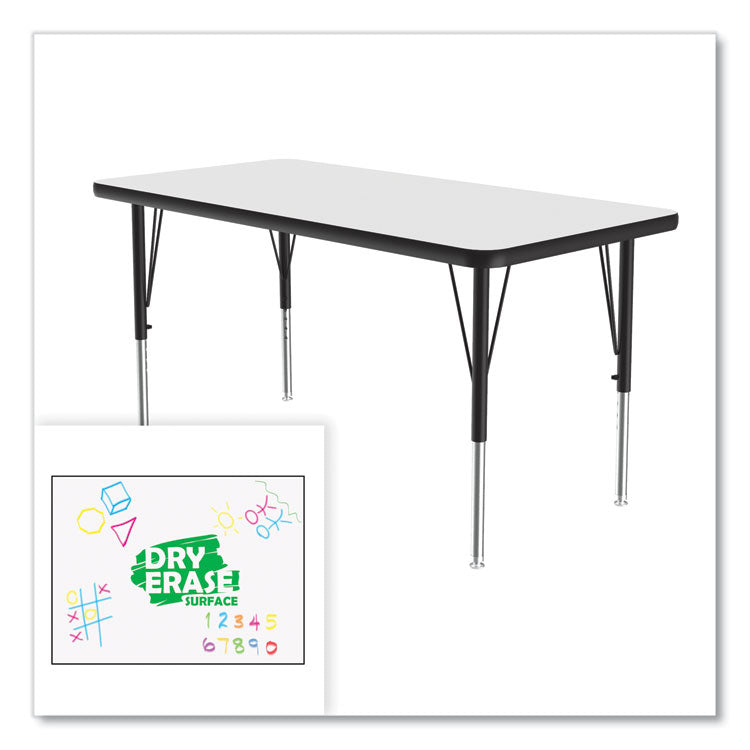 Correll® Markerboard Activity Tables, Rectangular, 48" x 24" x 19" to 29", White Top, Black Legs, 4/Pallet, Ships in 4-6 Business Days (CRL2448DE80954P) Each