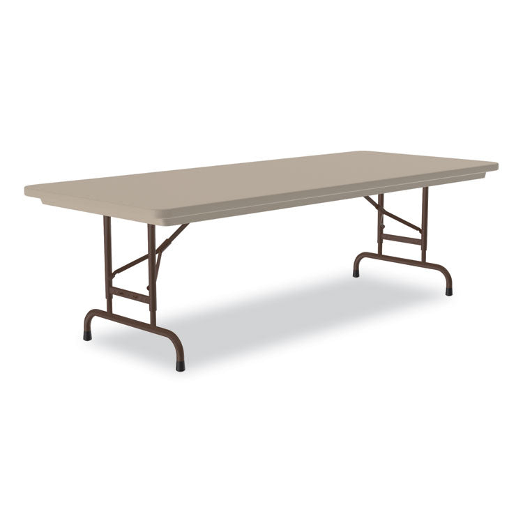 Correll® Adjustable Folding Tables, Rectangular, 60" x 30" x 22" to 32", Mocha Top, Brown Legs, 4/Pallet, Ships in 4-6 Business Days (CRLRA3060244P)