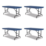 Correll® Adjustable Folding Table, Rectangular, 48" x 24" x 22" to 32", Blue Top, Black Legs, 4/Pallet, Ships in 4-6 Business Days (CRLRA2448274P) Each