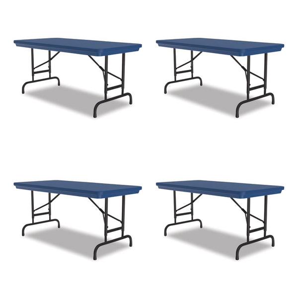 Correll® Adjustable Folding Table, Rectangular, 48" x 24" x 22" to 32", Blue Top, Black Legs, 4/Pallet, Ships in 4-6 Business Days (CRLRA2448274P)