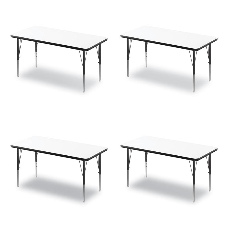 Correll® Markerboard Activity Tables, Rectangular, 48" x 24" x 19" to 29", White Top, Black Legs, 4/Pallet, Ships in 4-6 Business Days (CRL2448DE80954P)