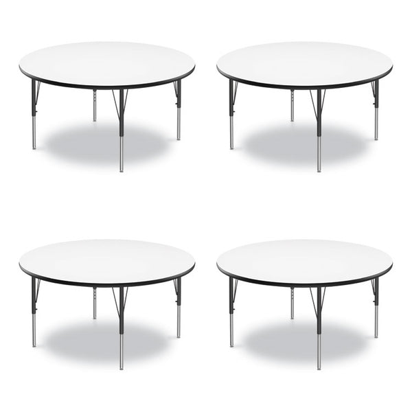 Correll® Dry Erase Markerboard Activity Tables, Round, 42" x 19" to 29", White Top, Black Legs, 4/Pallet, Ships in 4-6 Business Days (CRL42DERD80954P)